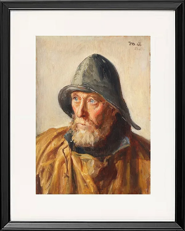 Michael Ancher - Porträt eines Fischers 1913 | Giclée Kunstdruck gerahmt