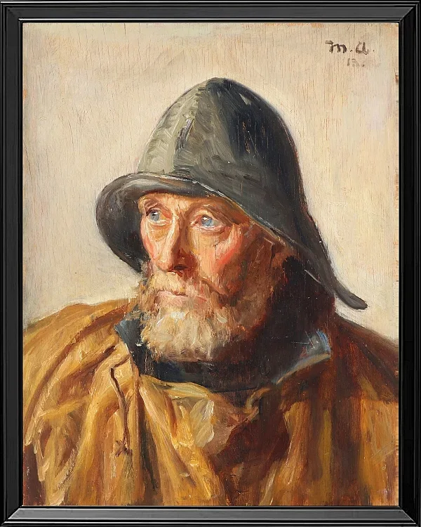 Michael Ancher - Porträt eines Fischers 1913 | Giclée Kunstdruck gerahmt