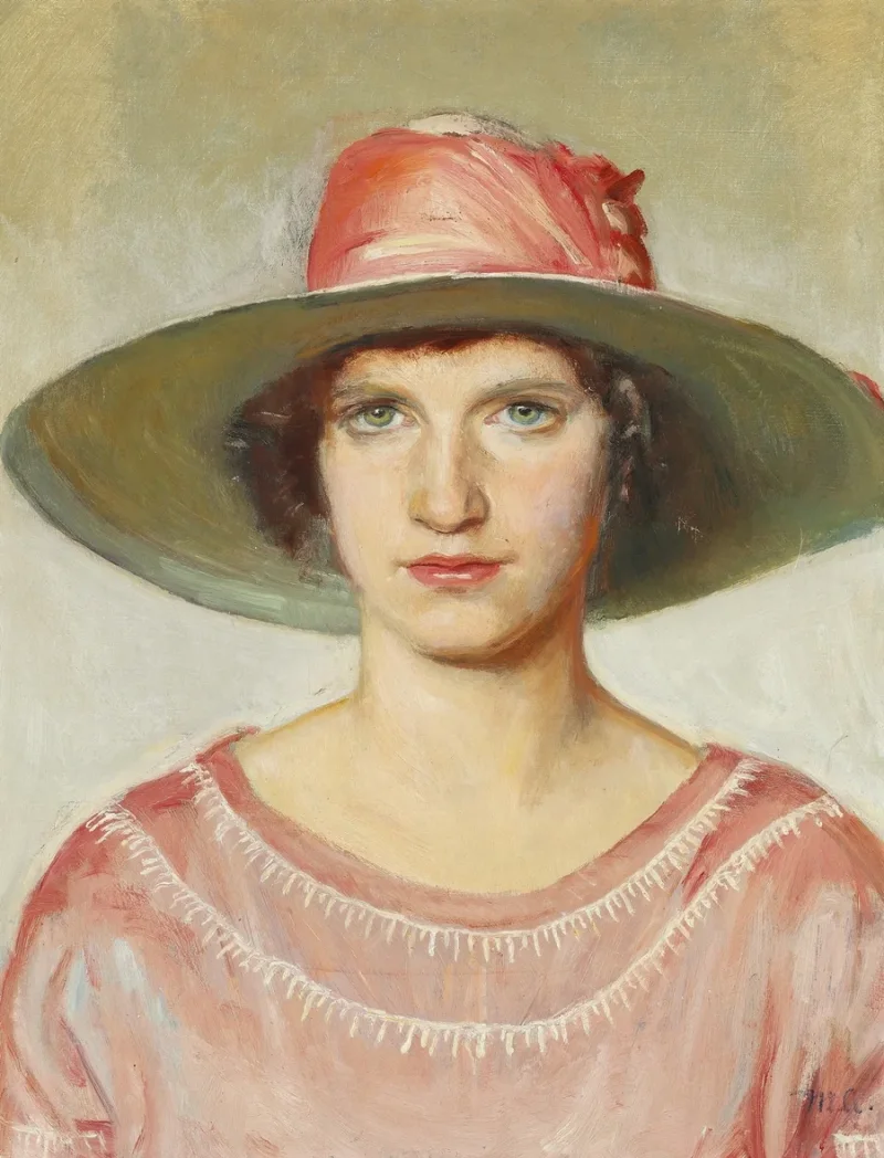 Michael Ancher - Porträt eines Mädchens in rosa Kleid 1889 | Giclée Kunstdruck gerahmt