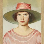 Michael Ancher - Porträt eines Mädchens in rosa Kleid 1889 | Giclée Kunstdruck gerahmt