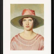 Michael Ancher - Porträt eines Mädchens in rosa Kleid 1889 | Giclée Kunstdruck gerahmt
