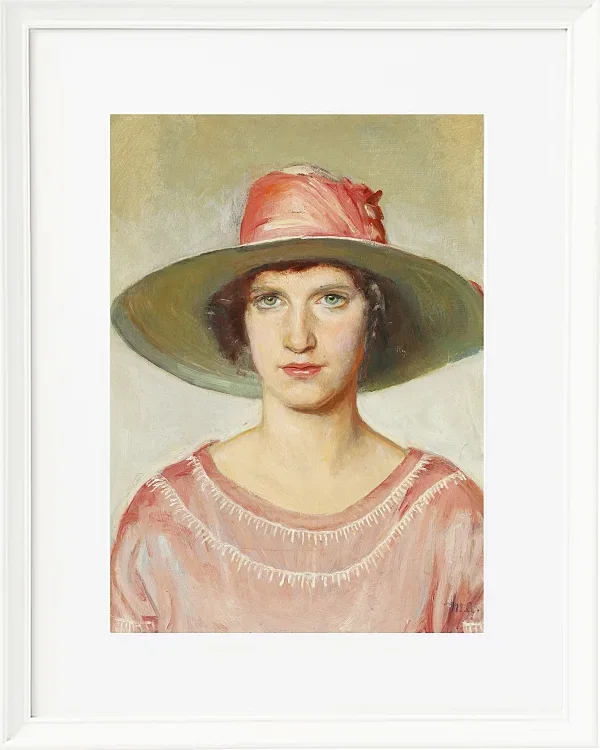 Michael Ancher - Porträt eines Mädchens in rosa Kleid 1889 | Giclée Kunstdruck gerahmt