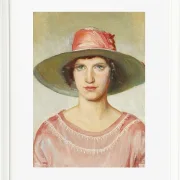 Michael Ancher - Porträt eines Mädchens in rosa Kleid 1889 | Giclée Kunstdruck gerahmt