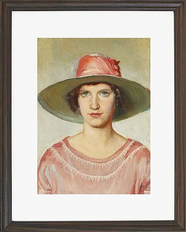 Michael Ancher - Porträt eines Mädchens in rosa Kleid 1889 | Giclée Kunstdruck gerahmt