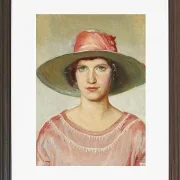 Michael Ancher - Porträt eines Mädchens in rosa Kleid 1889 | Giclée Kunstdruck gerahmt