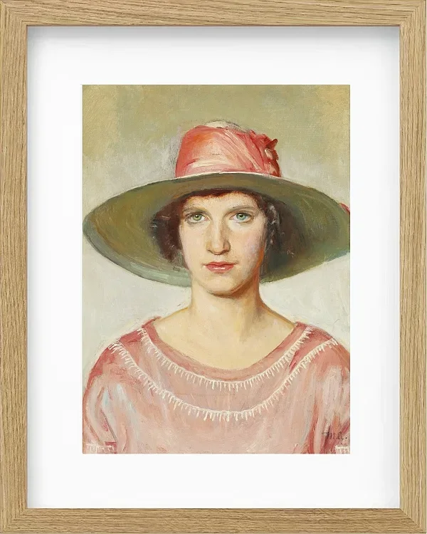 Michael Ancher - Porträt eines Mädchens in rosa Kleid 1889 | Giclée Kunstdruck gerahmt