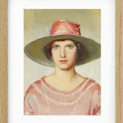 Michael Ancher - Porträt eines Mädchens in rosa Kleid 1889 | Giclée Kunstdruck gerahmt
