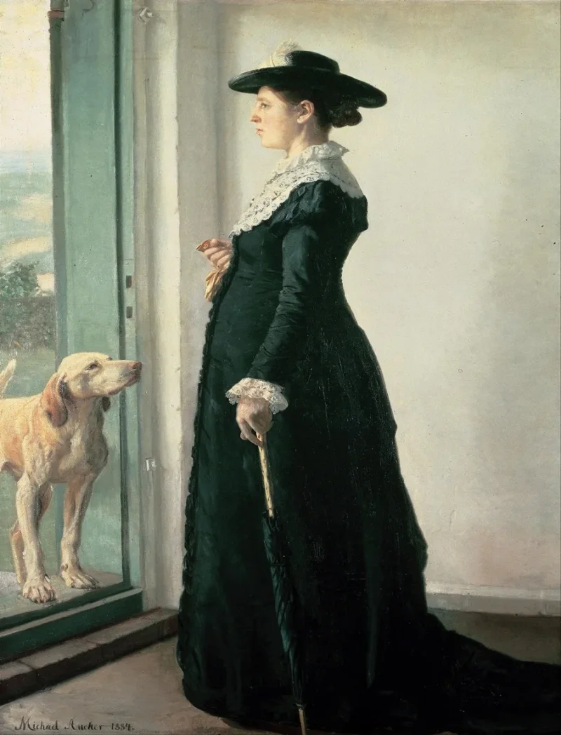 Michael Ancher - Porträt meiner Frau 1884 | Giclée Kunstdruck gerahmt