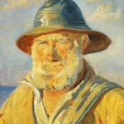 Michael Ancher - Skagen-Fischer in der Abendsonne 1903 | Giclée Kunstdruck gerahmt