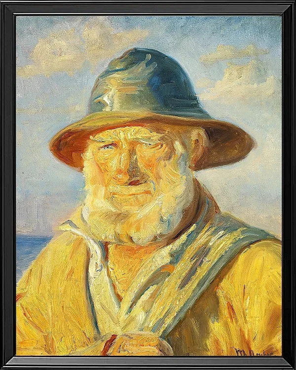 Michael Ancher - Skagen-Fischer in der Abendsonne 1903 | Giclée Kunstdruck gerahmt
