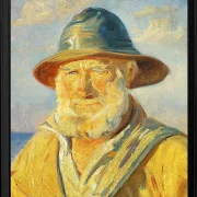 Michael Ancher - Skagen-Fischer in der Abendsonne 1903 | Giclée Kunstdruck gerahmt