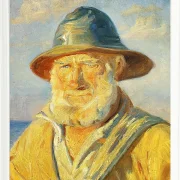 Michael Ancher - Skagen-Fischer in der Abendsonne 1903 | Giclée Kunstdruck gerahmt