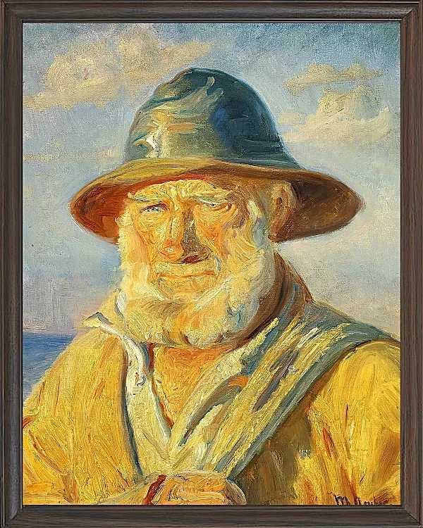 Michael Ancher - Skagen-Fischer in der Abendsonne 1903 | Giclée Kunstdruck gerahmt
