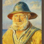 Michael Ancher - Skagen-Fischer in der Abendsonne 1903 | Giclée Kunstdruck gerahmt
