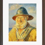 Michael Ancher - Skagen-Fischer in der Abendsonne 1903 | Giclée Kunstdruck gerahmt