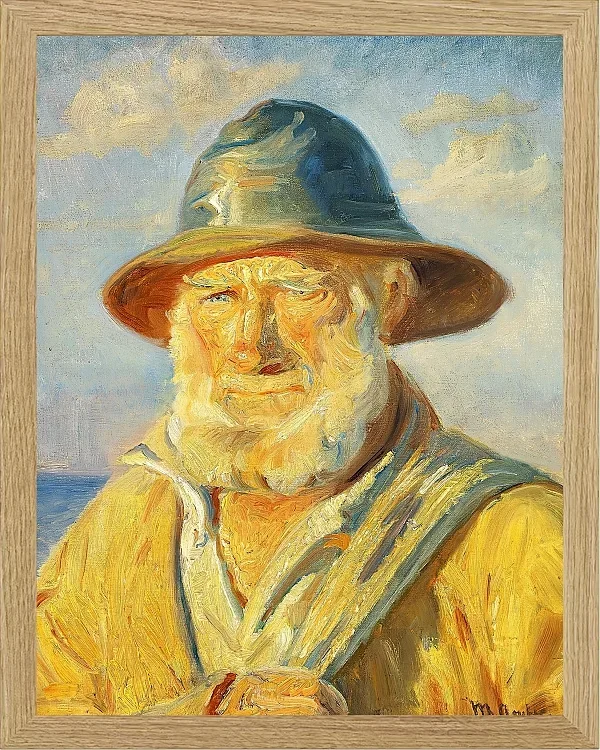 Michael Ancher - Skagen-Fischer in der Abendsonne 1903 | Giclée Kunstdruck gerahmt