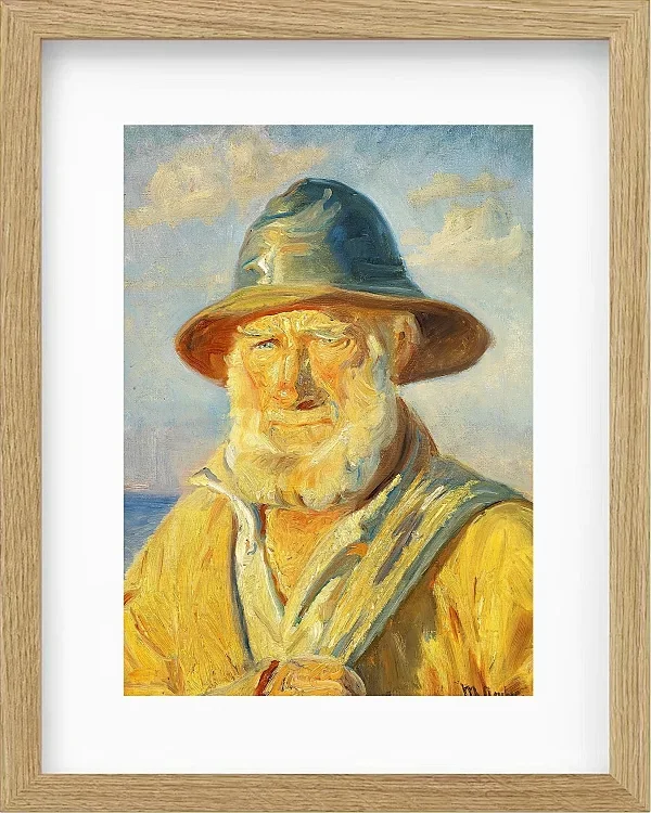 Michael Ancher - Skagen-Fischer in der Abendsonne 1903 | Giclée Kunstdruck gerahmt