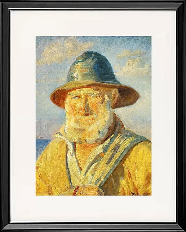 Michael Ancher - Skagen-Fischer in der Abendsonne 1903 | Giclée Kunstdruck gerahmt