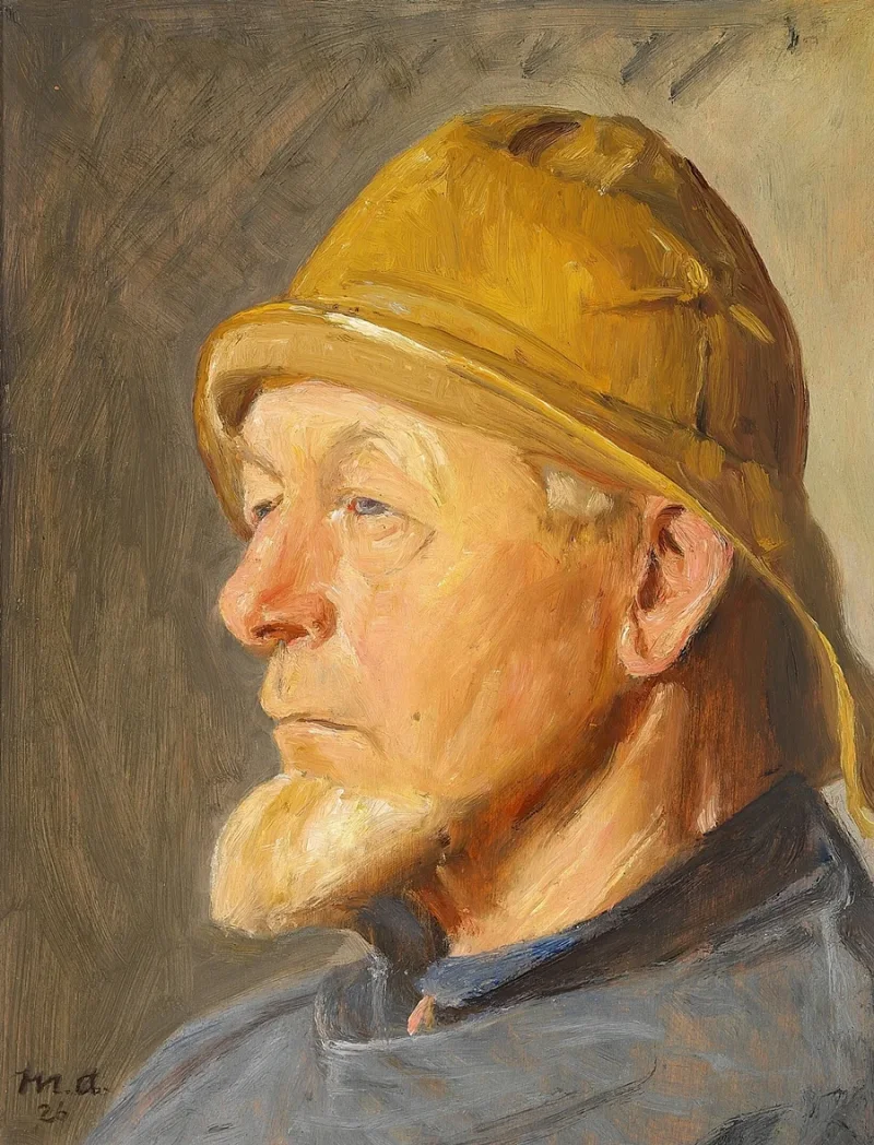 Michael Ancher - Skagen Fisker mit Südwester 1926 | Giclée Kunstdruck gerahmt