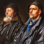 Michael Ancher - Zwei Fischer 1898 | Giclée Kunstdruck gerahmt