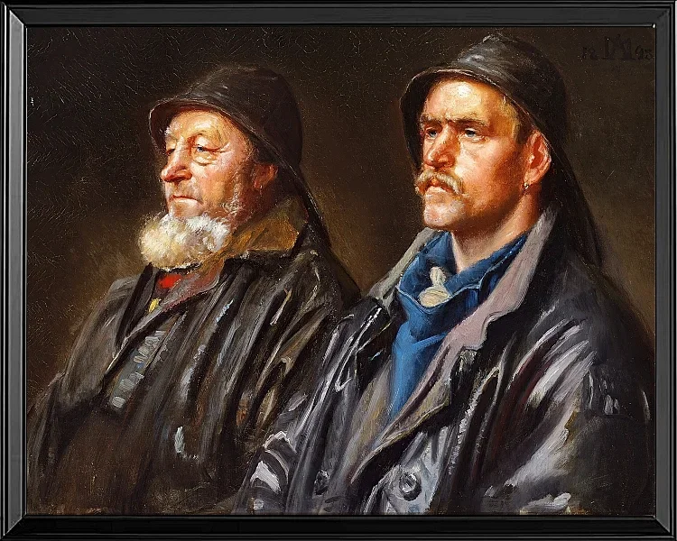 Michael Ancher - Zwei Fischer 1898 | Giclée Kunstdruck gerahmt