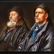 Michael Ancher - Zwei Fischer 1898 | Giclée Kunstdruck gerahmt