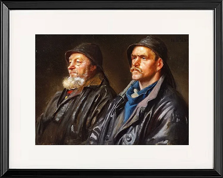 Michael Ancher - Zwei Fischer 1898 | Giclée Kunstdruck gerahmt