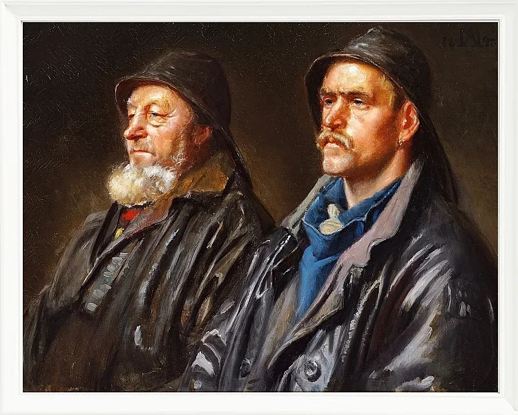 Michael Ancher - Zwei Fischer 1898 | Giclée Kunstdruck gerahmt