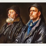 Michael Ancher - Zwei Fischer 1898 | Giclée Kunstdruck gerahmt