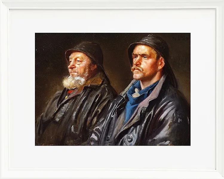 Michael Ancher - Zwei Fischer 1898 | Giclée Kunstdruck gerahmt