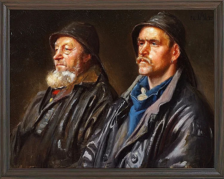 Michael Ancher - Zwei Fischer 1898 | Giclée Kunstdruck gerahmt