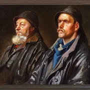 Michael Ancher - Zwei Fischer 1898 | Giclée Kunstdruck gerahmt