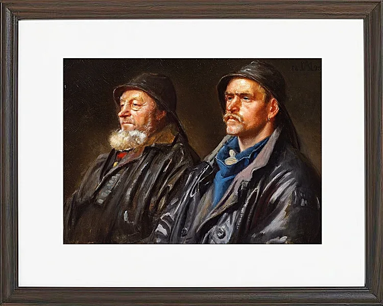 Michael Ancher - Zwei Fischer 1898 | Giclée Kunstdruck gerahmt