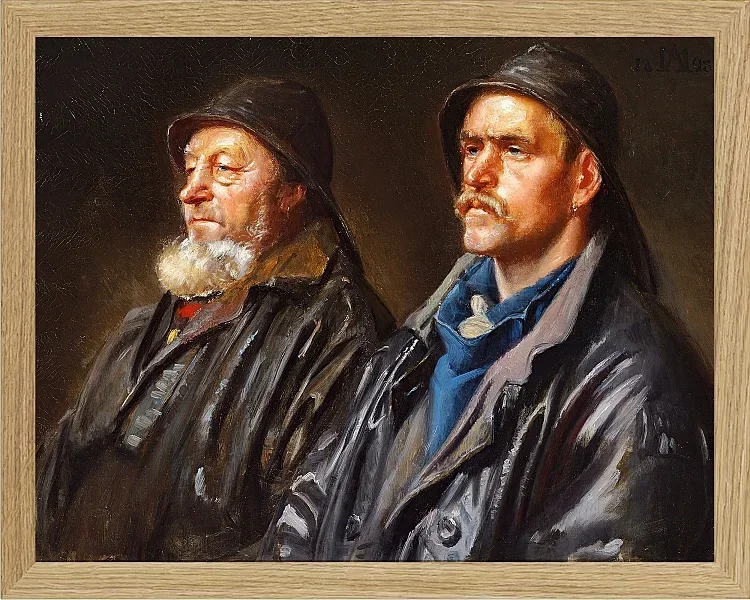 Michael Ancher - Zwei Fischer 1898 | Giclée Kunstdruck gerahmt