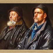 Michael Ancher - Zwei Fischer 1898 | Giclée Kunstdruck gerahmt