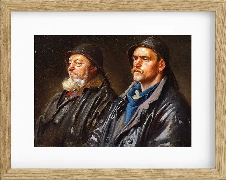 Michael Ancher - Zwei Fischer 1898 | Giclée Kunstdruck gerahmt