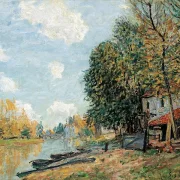Moret, die Ufer des Flusses Loing – 1877