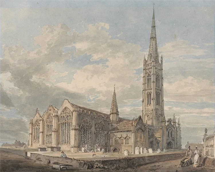 Nordostansicht der Grantham Church, Lincolnshire - 1797