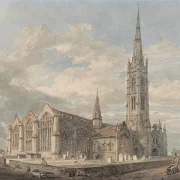 Nordostansicht der Grantham Church, Lincolnshire - 1797