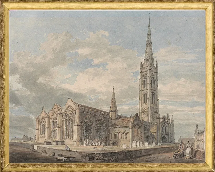 Nordostansicht der Grantham Church, Lincolnshire - 1797