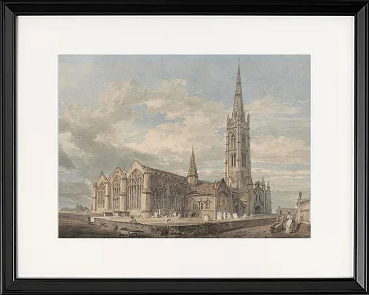 Nordostansicht der Grantham Church, Lincolnshire - 1797