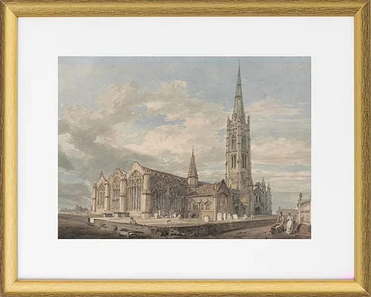 Nordostansicht der Grantham Church, Lincolnshire - 1797