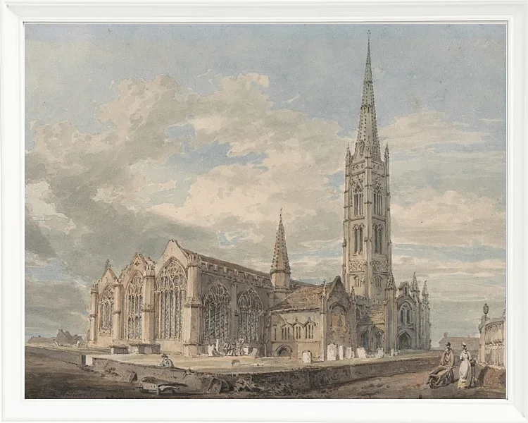 Nordostansicht der Grantham Church, Lincolnshire - 1797