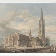 Nordostansicht der Grantham Church, Lincolnshire - 1797