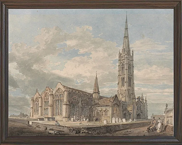 Nordostansicht der Grantham Church, Lincolnshire - 1797