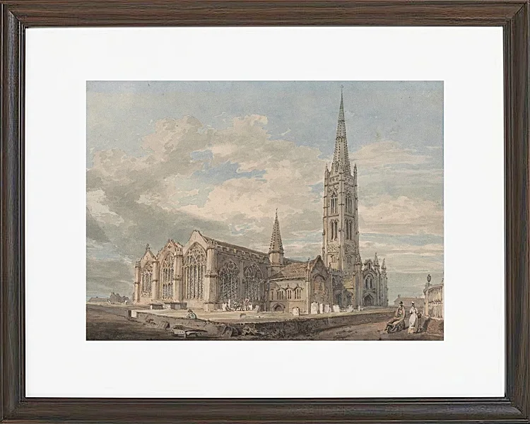 Nordostansicht der Grantham Church, Lincolnshire - 1797