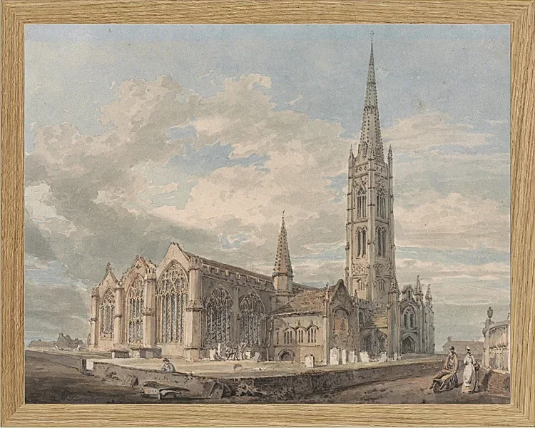 Nordostansicht der Grantham Church, Lincolnshire - 1797