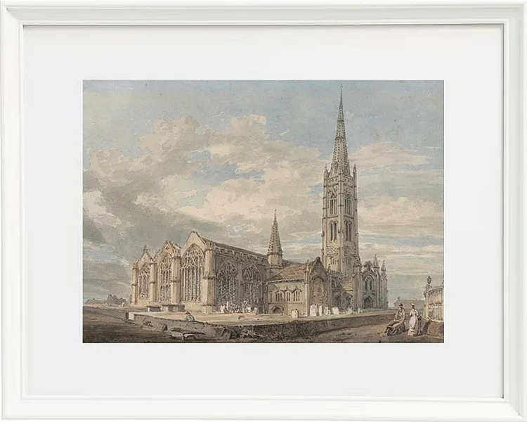 Nordostansicht der Grantham Church, Lincolnshire - 1797
