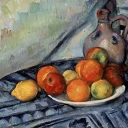 Frugt og en kande på et bord - 1890