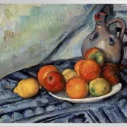 Frugt og en kande på et bord - 1890
